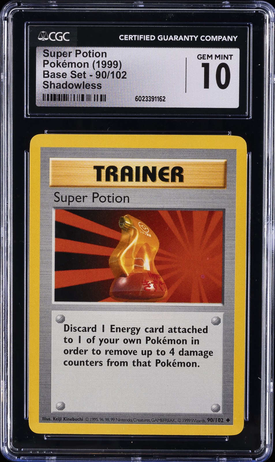 1999 POKEMON BASE SET SHADOWLESS #90/102 SUPER POTION CGC 10 GEM MINT