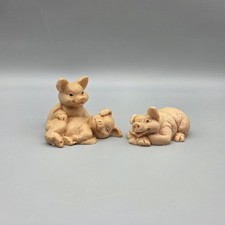 Vintage Pig Figurines Resin Playful Pigs Farm Animals Family Whimsical Set Of 2