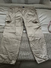 Gap Twill Cargo Pants Womens Tan Beige Pull On Mid Rise Cotton Pockets XL