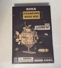 ROKR Steampunk Music Box - Submarine AM680 Wood Kit Puzzle - New In Box, Sealed