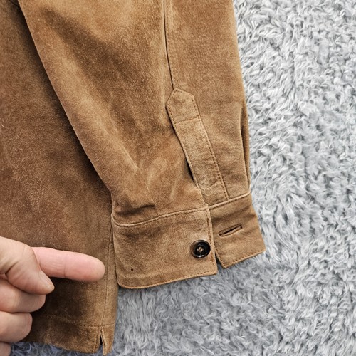Pendleton Shirt Jacket Shacket XL Men Brown Leather Suede lined *Dot Cuff - Picture 15 of 18