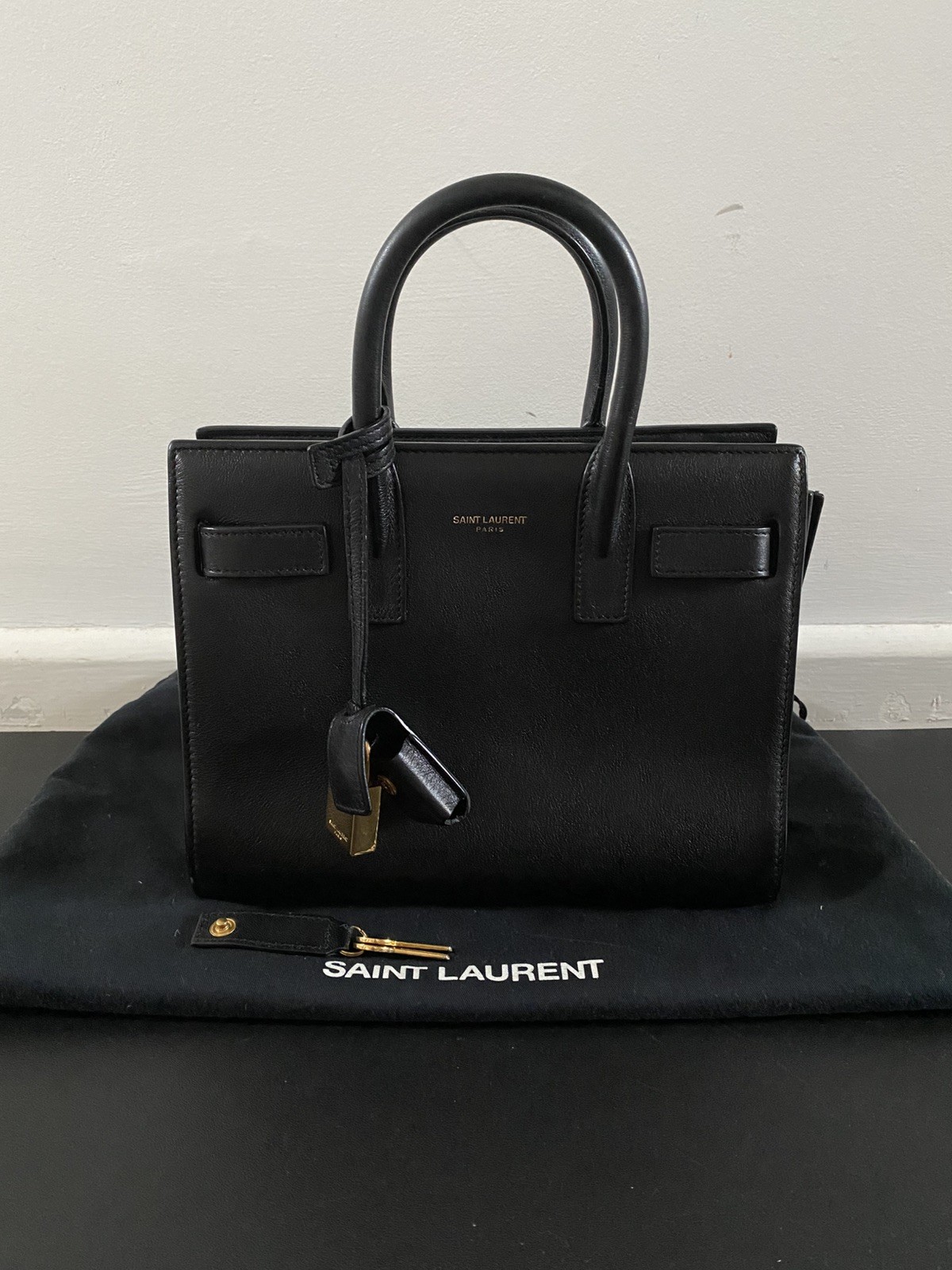 Yves Saint Laurent Nano Sac De Jour Tote Crossbody Leather Black Great Condition