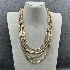 Chico's Multi Strand Gold Tone Metallic Beaded Statement Necklace Women 20"