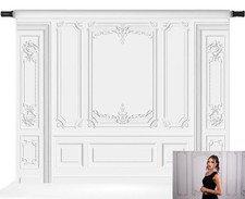 Elegant White Wall Photography Backdrop Classic Interior Style Design Backgro...