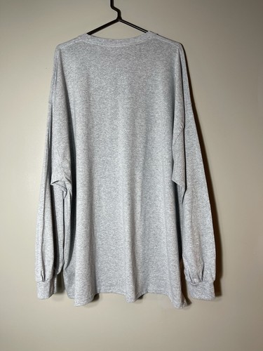 Gildan Men's Long Sleeve T-Shirt Heavy Cotton Plain Blank Gray Tee Sz 4XL New - Picture 3 of 6