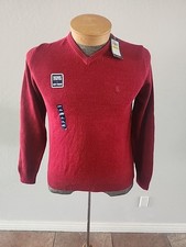NWT Men's Sweater IZOD Red Knit V-Neck Pullover Size Medium 60