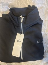 ALO Black 1/2 Zip Sweatshirt Mock Neck Long S...