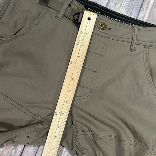 Prana Stretch Zion II Straight Pants Hiking Belt Roll Snap Up 30x32 Mens Beige - Picture 9 of 12