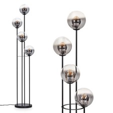 HOFSTEIN Fossobiubo Stehlampe Metall/Glas Schwarz/Rauchfarben mit Fußschalter