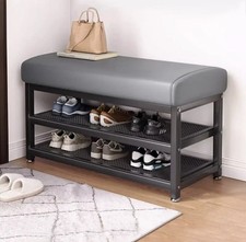 Shoe Storage Bench Cabinet Rack Organiser Seat Cushion Entryway Wooden