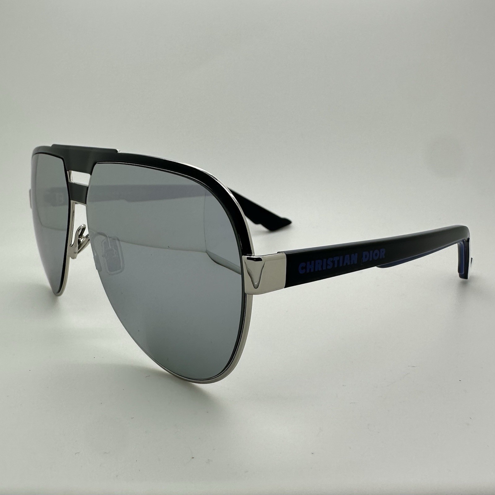 NEW Dior Homme Aviator Sunglasses Black Silver Mirror FORERUNNER AUTHENTIC 61mm
