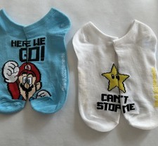 Mario Bros Stars No Show SOCKS 2 Pair
