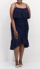 City Studio Women  s Plus Size 18W Solid Midi Dress Navy Elegant Gown NEW