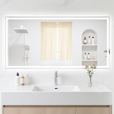 24X48 LED Bathroom Mirror with Lights, Anti-Fog, Backlit Front 24"L x 48"W
