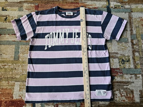 Shirts Tommy Jeans Large Multicolor Striped Crew Neck Short Sleeve - Picture 6 of 7