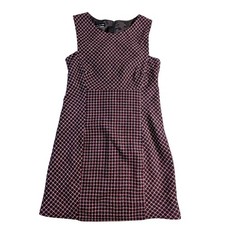 ESPRIT DE CORP Women's Plaid A-Line Dress S Red Black White Sleeveless Zip
