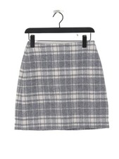 Uniqlo Women's Midi Skirt W 25 in Grey Checkered Wool with Polyamide Midi A-Line