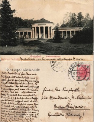 Postcard Marienbad Mariánské Lázně Ferdinand-Brunnen 1906   gelaufen  Stempel
