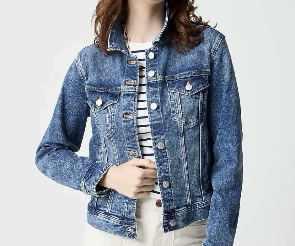 J.CREW Women's Blue Denim Jacket Button Front Long Sleeve Collared Pockets