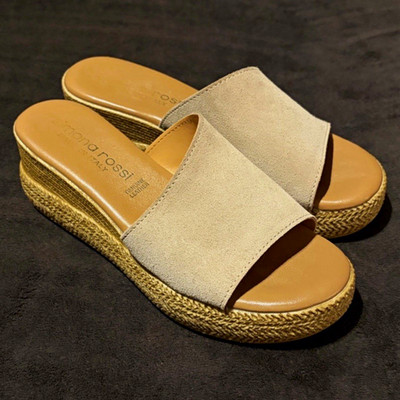 Simona Rossi Italian Leather Sandalwood Platform Shoes