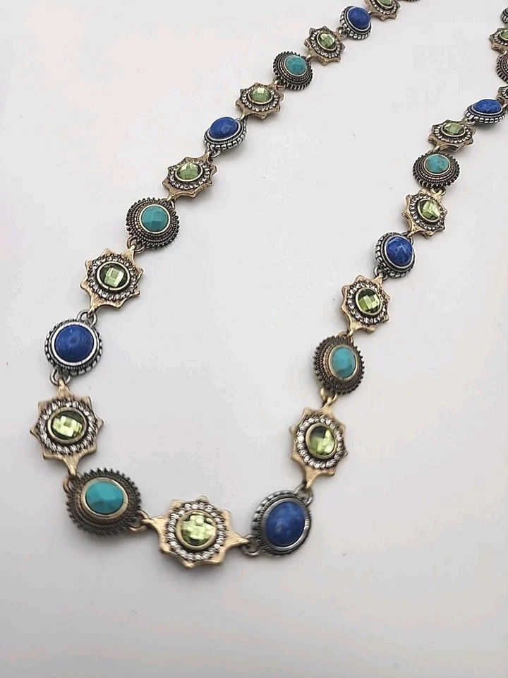 Lucky Brand Reversible Imitación Turquesa Lapislázuli Facetado Vidrio Verde Boho Western Ajustable Foto 4 de 4