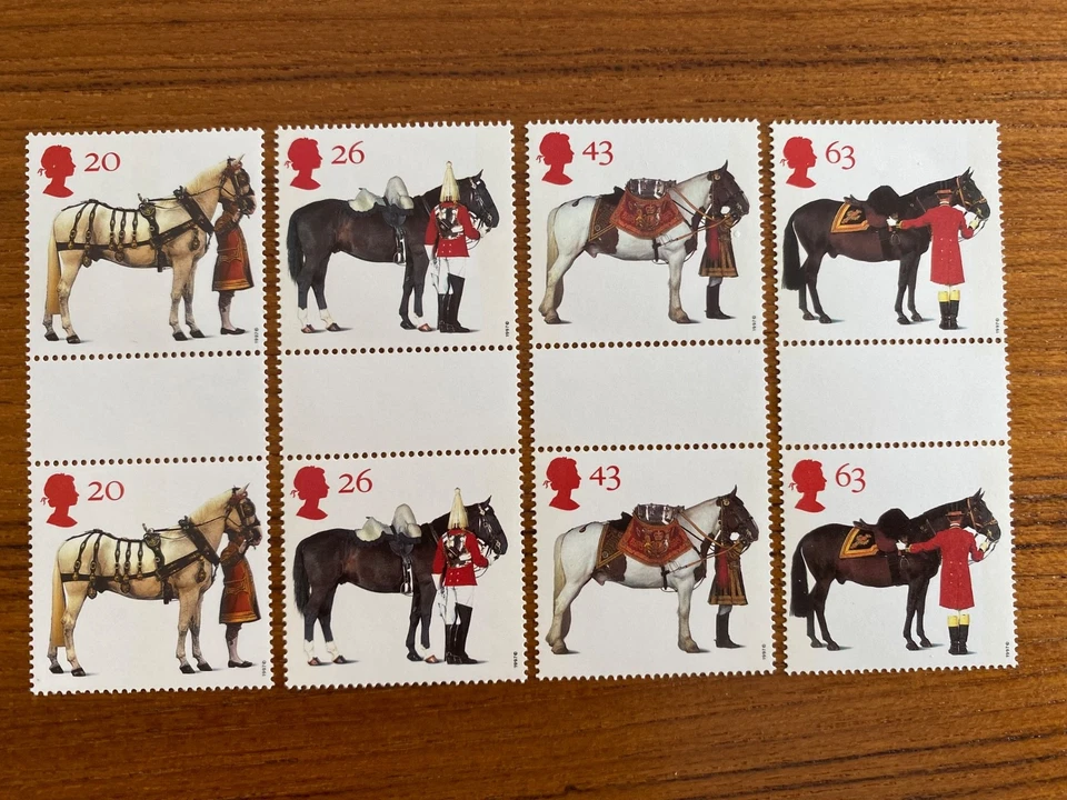 GB Great Britain Mint Stamps - 1997 ALL THE QUEEN'S HORSES GUTTER PAIRS Set of 4 - Imagen 1 de 1