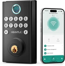 HEANTLE WiFi Smart Lock Fingerprint Keyless Entry Door Lock Deadbolt APP Control