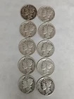 Mercury Dimes Lot Of 10 90% Silver 1 Face 1935- 1945 Various Dates And Mints #15