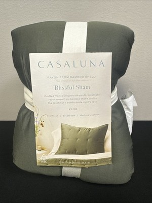 Casaluna Rayon from Bamboo Blissful Pillow Sham Dark Olive Green King Size