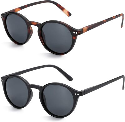 ZENOTTIC Polarized Sunglasses for C1 2 Pack (Round Black & Round Tortoise) 