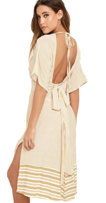 faithfull the brand mustang midi dress Faithfull the Brand Mustang Beige Striped Midi Dress Size US 4