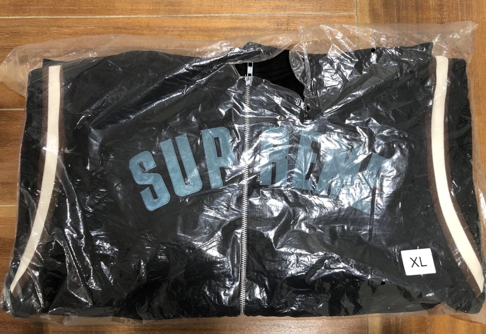 Sweat shirt à capuche à manches jet Supreme SS18 noir XL flambant neuf