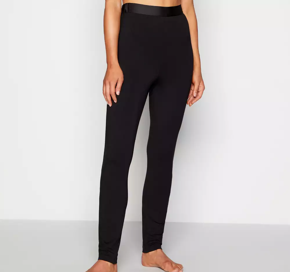 Debenhams Women's Black Satin Waistband Leggings Skinny Fit Size XL BLACK  A572-6