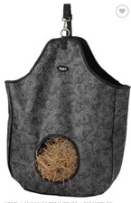 Tough-1 Black Tooled Leather Hay Tote Bag Horse Tack 72-7816