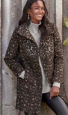 Via Spiga Leopard Print women's long winter coat- size 12