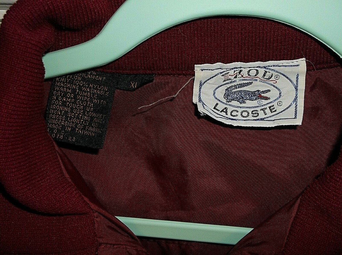 Vtg 80's Men's Alligator Izod Lacoste Burgundy Windbreaker