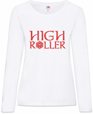 High Roller Damen Langarm T-Shirt Geek Nerd Fun RPG MMORPG Gamer Dices Dice