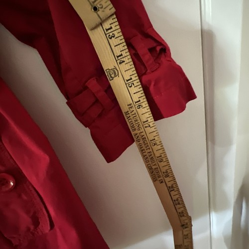 FOREVER 21 Red Woven Belted Wrap Trench Lapel Jacket Pea Coat Size M - Picture 22 of 24