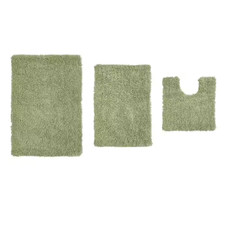 Fantasia Bath Rug 100 Cotton Bath Rugs Set, 3-Pcs Set with Contour, Sage Free S