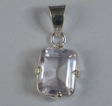 Natural White Montana Sapphire 8 Ct Emerald Cut Gems Certified Birthday Pendant