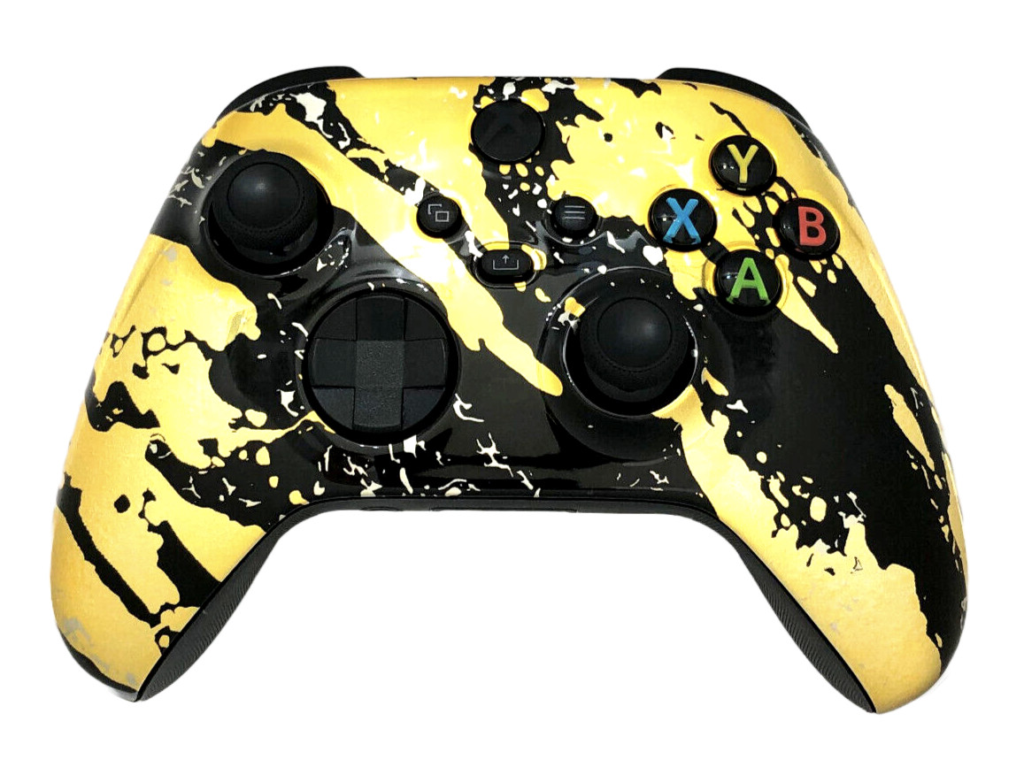 Microsoft Xbox Series X/Controller Personalizzato - Cromo Lucido Oro Nero Splatter