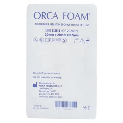 ORCA Products OF-202007 Gelatin Foam Size #4 20mm X 20mm X 7mm