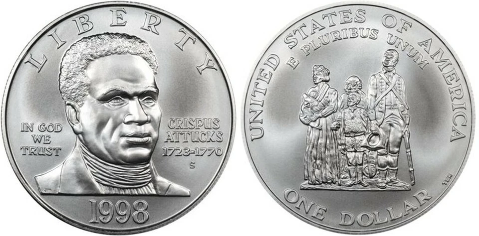 (1) 1998 S Black Revolutionary War Patriot Proof/UNC Silver Dollar 2 Coin w/COA  - Image 3 of 3