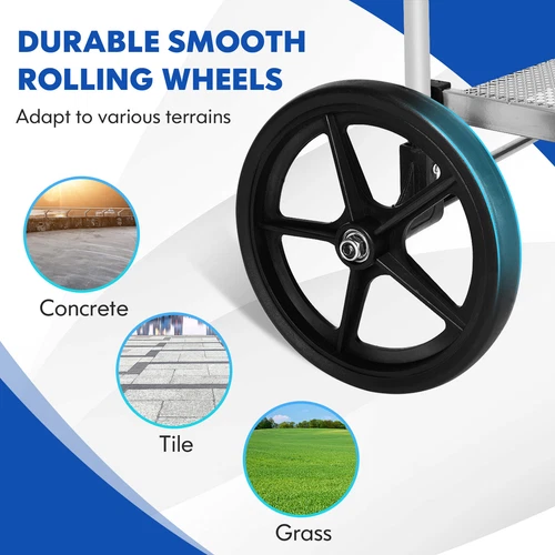 Giantex Folding Shopping Cart w/ 360° Swivel Rolling Bearing Wheels Sliver Black - Picture 4 of 16