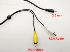 2.5mm Male to 2x RCA Yellow White Male Connector Video Audio Cable
