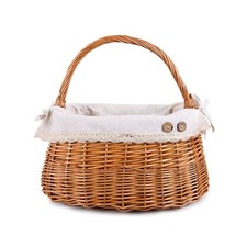 Wickerfield Oval High Handle Wicker Shopping Baskets  Gift Hamper with Fabric