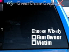 Choose Wisely -Gun Owner/Victim -Vinyl Decal Sticker -Color Choice -HIGH QUALITY