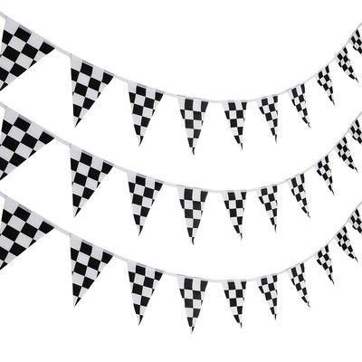 38x Black White Checkered Racing Flag Banners For Racing Party Sport ...