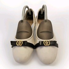 Cole Haan  Women's 8.5 Tova Bow Ballet Shoes in Ivory/Black Leather