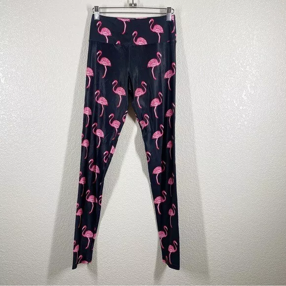 Goldsheep Women s Size Small Flamingo Print Leggings Black Pink eBay